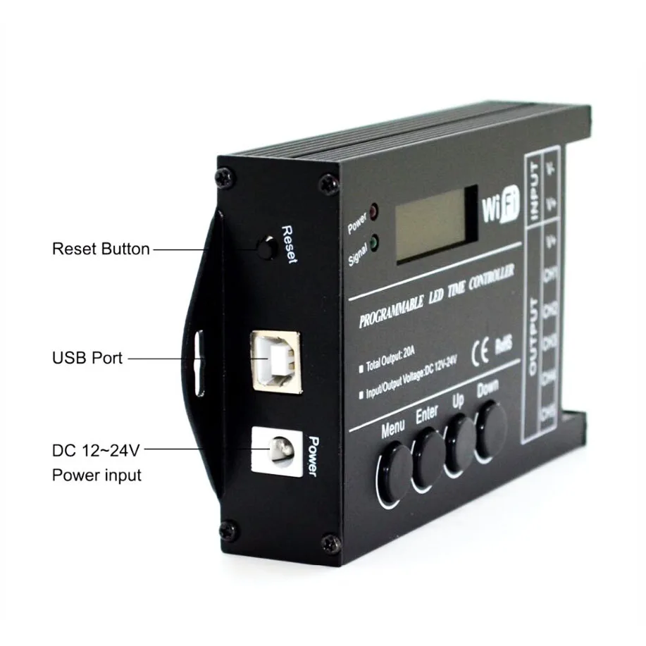 TC420/TC421(Wifi) Программируемый по времени RGB светодиодный диммер контроллер DC12V-24V 5 каналов общий выход 20A для Светодиодный светильник ленты