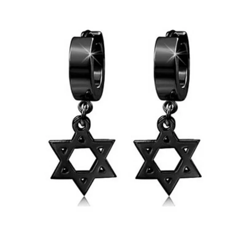 

WIWI 1Pair Six-pointed Star Stainless Steel Non Piercing Ear Clips For Women Men No Ear hole Simple Personality Wild Earrings