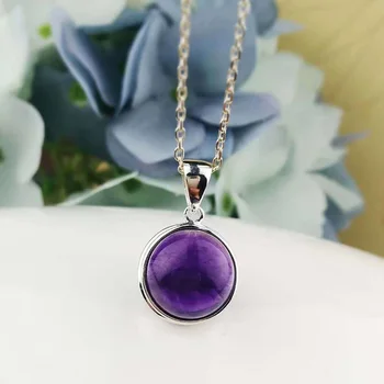 

Real Pure 925 Sterling Silver Amethyst Pendant For Women With Natural Stones Simple Elegant Pendant Fine Jewelry