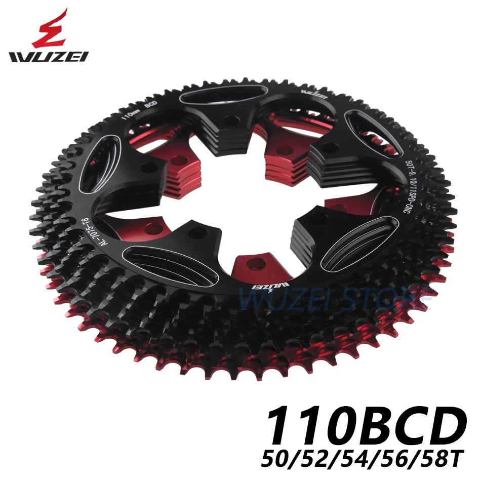 WUZEI الطريق دراجة Chainring 110BCD الساعد 50 T 52 T 54 T 56 T 58 T Chainwheel Crankset وحة الأسنان خفيفة دراجة أجزاء