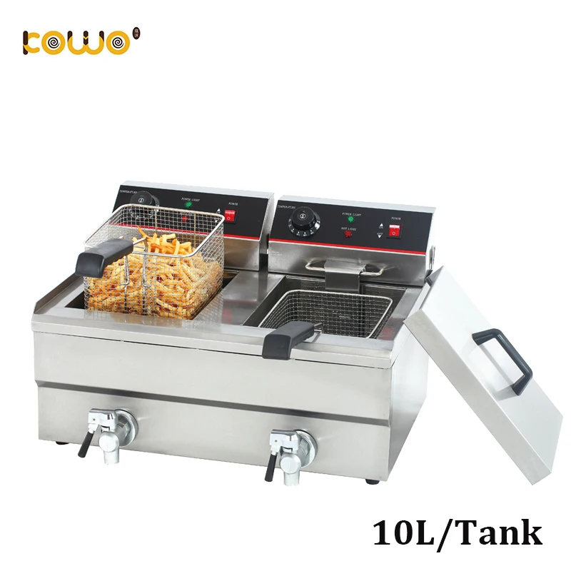 

commercial double tanks potato electric deep fryer 10L/tank