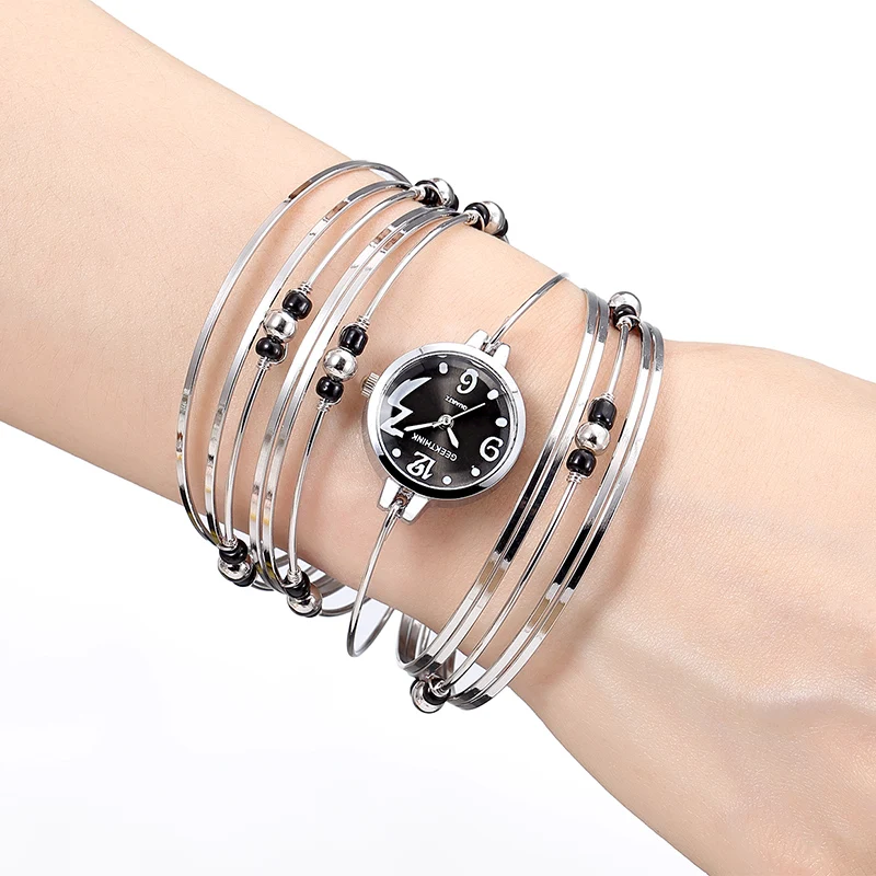 GEEKTHINK Bohemian Style Luxury Brand Quartz Watch Women Bracelet Ladies Casual Dress Beads Decor Wristwatch Clock Female Girls