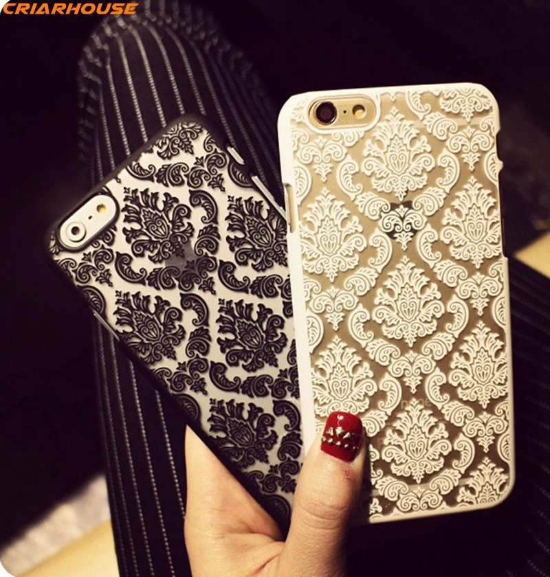

Matte hard Plastic phone case For iphone 8 7 SE 5s 5c 6s 6 Plus 4 4s 4G back cover Vintage Damask Flower Pattern PC shell thin