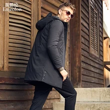 Enjeolon marca algodón acolchado chaqueta con capucha hombres de la capa Parka negro grueso acolchado moda más tamaño 3XL capa MF0624