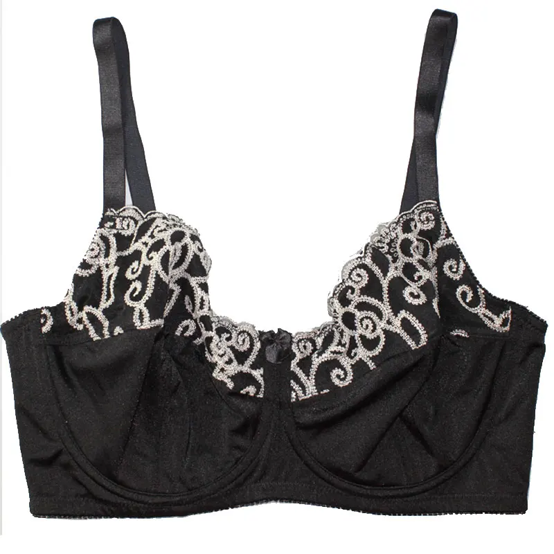 Women Unlined Printed Bra Plus Size Embroidery Full Cup Bra #BW1194