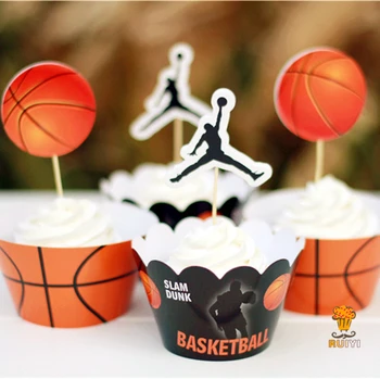 

24pcs Basketball sports theme cupcake wrappers&toppers kids birthday party supplies cupcake cases cupcake liner AW-0024