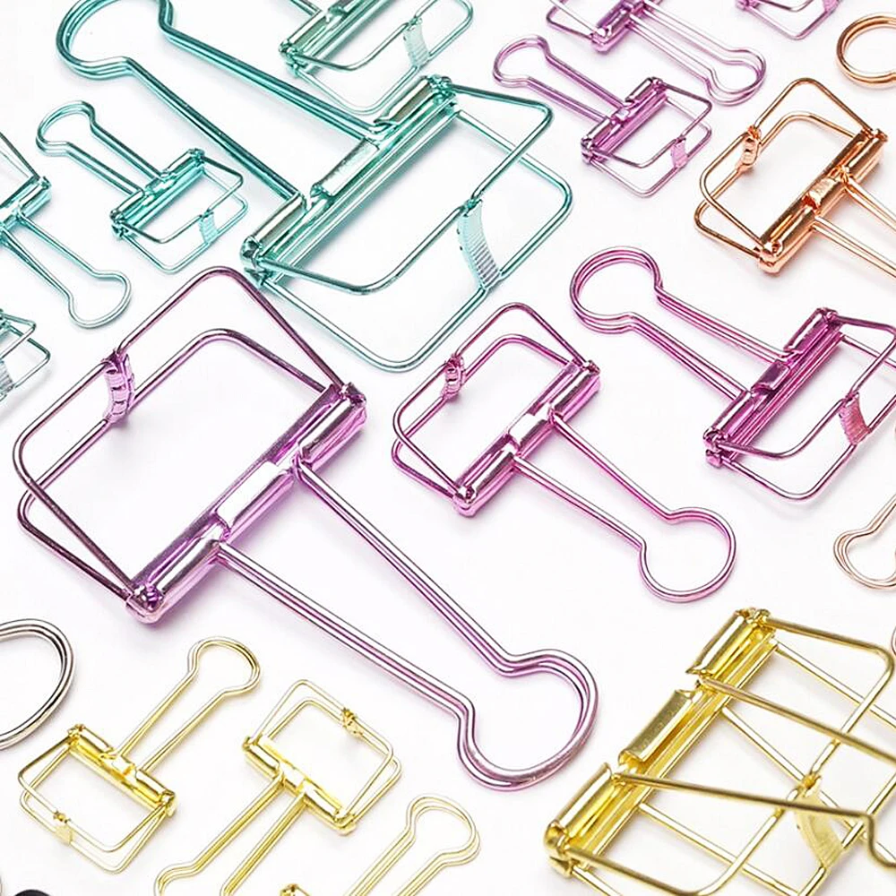 

Colorful Hollow Metal Binder Clip Cute Office Accessories Paper Clips Para Papel For Planner Handbook Klips Clipes