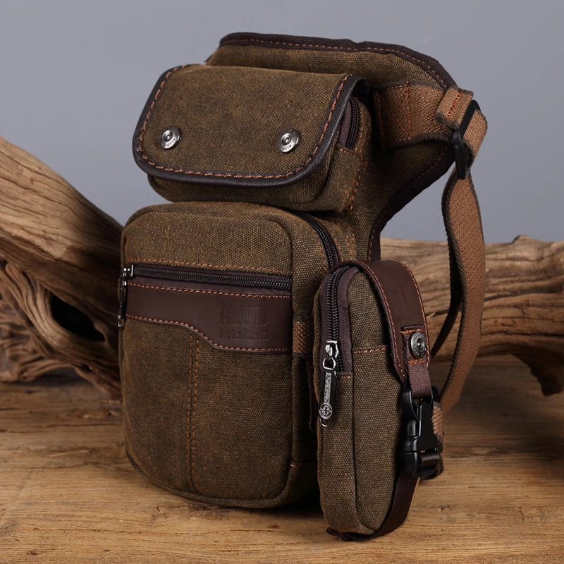 Norbinus الرجال قماش/نايلون قطرة الساق فاني حقيبة عارضة هوب بوم الفخذ الحقيبة دراجة نارية ركوب Crossbody حقيبة السفر حزام الخصر حزمة