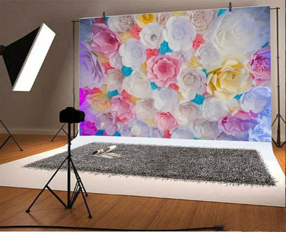 Laeacco Colorful Handwork Flowers Baby Newborn Party Photography Background Customized Photographic Backdrop For Photo Studio