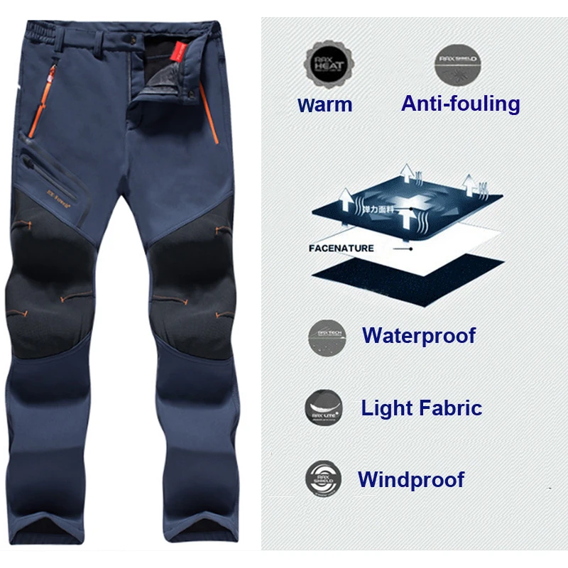 Online 6XL Camping Trekking Hiking Climbing Skiing Fishing Winter Waterproof Pants Men Fleece Outdoor Softshell Trousers Oversized Hot