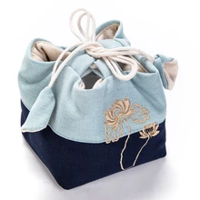 Вышивка цветок портативный мини-мешок чашки с ручкой веревка хлопчатобумажная корзина для белья дорожная сумка чайная чашка тканевые сумки ручной работы