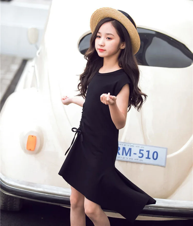 Irregular 2019 Children Summer Long T Shirts Dress Black Big Girls Dresses Clothing Little Kids Cotton Princess Clothes Tops 4 5 6 7 8 9 10 11 12 13 14 15 years little baby cloth for girls (3).jpg