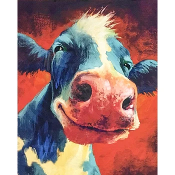 

Painting By Numbers DIY Dropshipping 40x50 50x65cm A three dimensional cow Animal Canvas Wedding Decoration Art picture Gift