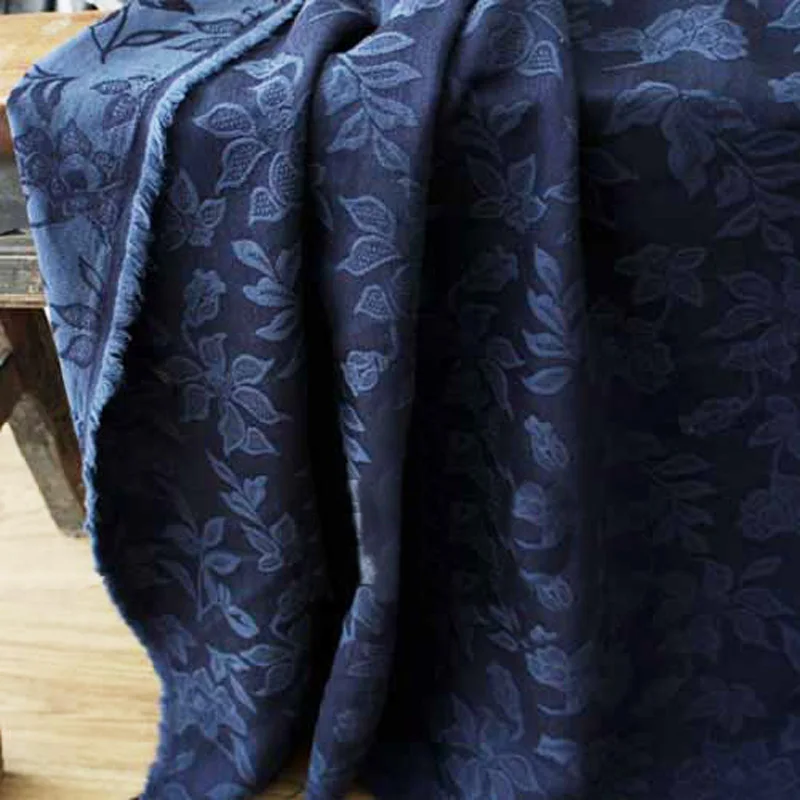 По метру осень зима плотный Льняной материал Текстиль Винтаж жаккардовая ткань с цветочным принтом Хлопок Лен