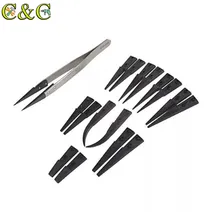 Vetus ESD 259 высококачественный нержавеющий пинцет с ручкой с 8 шт. сменными антистатическими пластиковыми наконечниками для различных работ