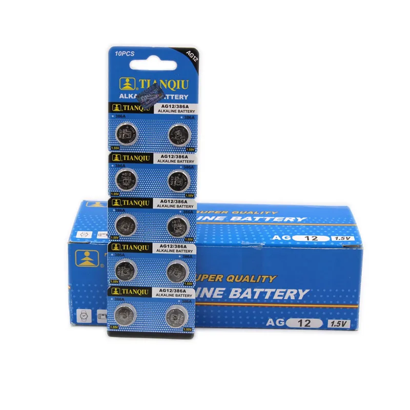 

10pcs/Card AG12 button batteries 1.55V Coin Alkaline Battery V12GA SR43W SG12 260 LR43 LR43 AG12 SR43 260 386 for remote, thermo