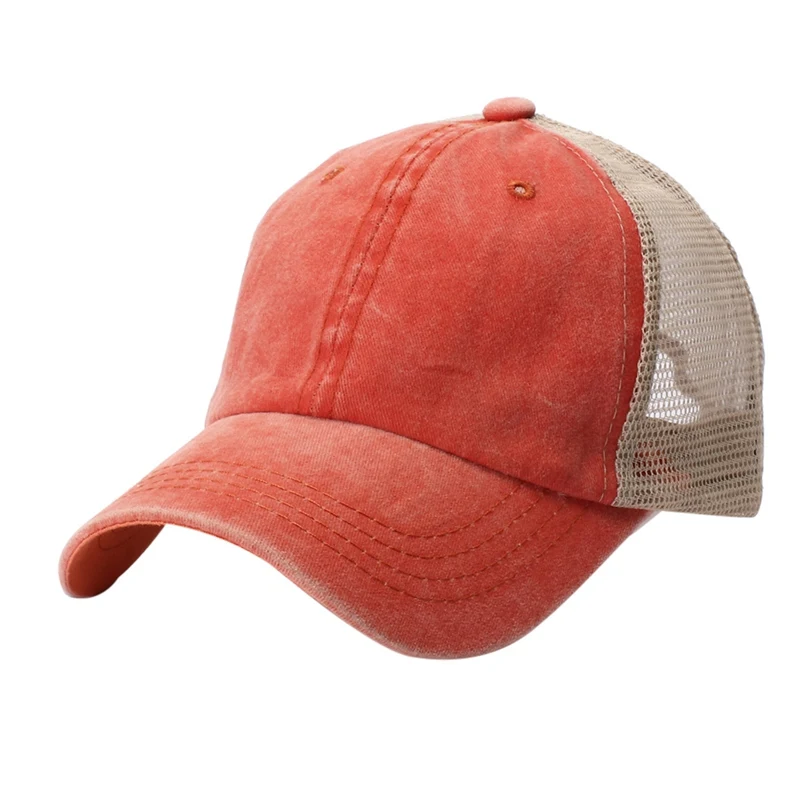Бейсбольная кепка в стиле ретро из потертой хлопковой сетки, головной убор, спортивная одежда для улицы с регулируемой застежкой сзади - Цвет: As the picture