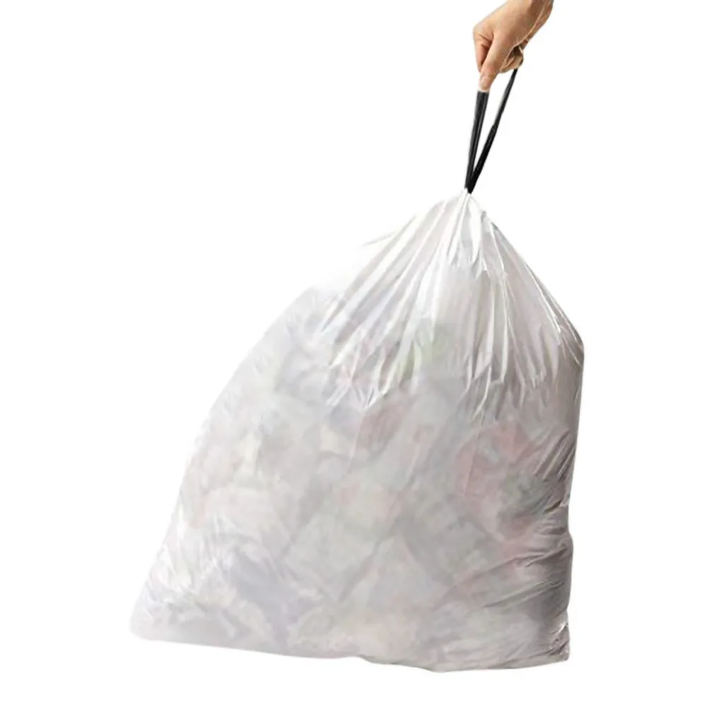 Kitchen Extra Thick Plastic Drawstring Trash Bag PE Double Seam Leakproof Strong Trash Bag 30