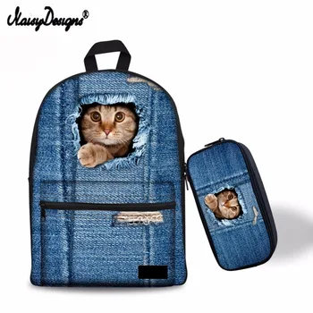 

NoisyDesigns 3D Cute Animal Women Men Casual Backpack Cat Dog Print School Backpack For Teenage Boys Girls Student Bagpack Bag