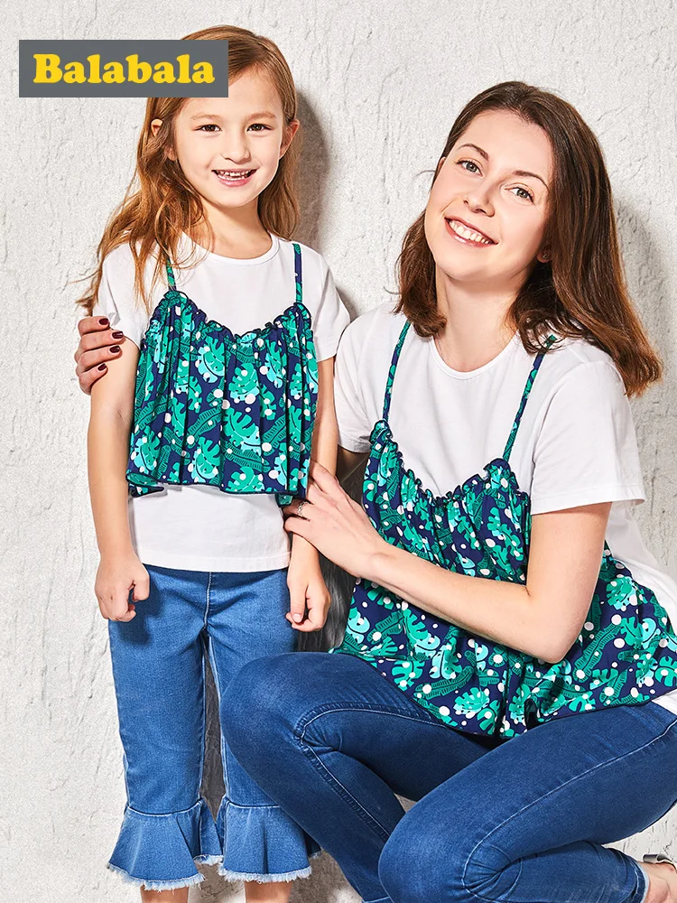 

Balabala Summer 100% Cotton Shirt for Toddler Cute Baby Girls Princess Lace Kids Half Sleeve T shirt Blouse Girls Tops Clothes