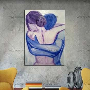 

Modern Abstract Nude Oil Painting on Canvas Handmade Hug Couple Figure Paintings Large Modern Living Room Bedroom Hotel Decor
