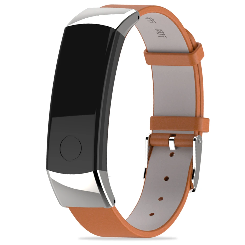 Ремешок для смарт часов Honor Band 3 кожаный браслет с металлическим ремешком