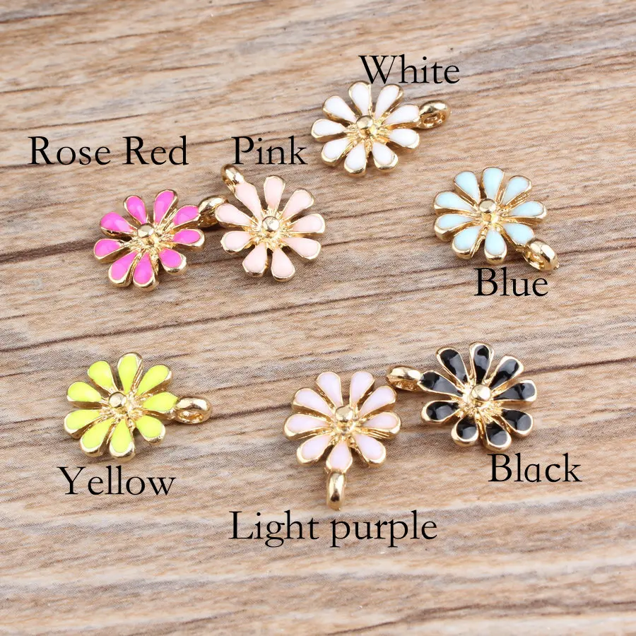 

20pcs/lot Bellis perennis Linn pendant flower alloy enamel Charm DIY accessories of necklace bracelet headdress handmade fitting