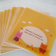 10*10+ 3 см Упаковка печенья медведь и кролик самоклеящийся клейкий пластиковый пакет закуски пакет дрожжи 100 шт./лот