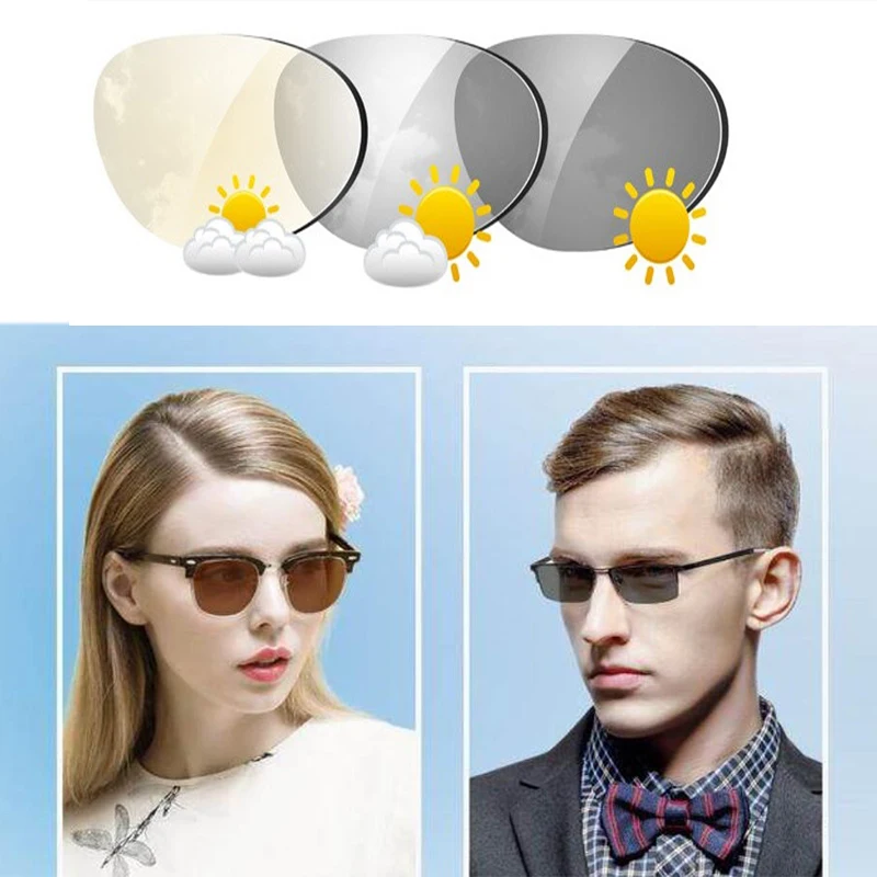 

1.61 1.67 Transition Photochromic Glasses Optical Lenses Myopia Presbyopia Sunglasses Single Vision Lens Gray Brown Chameleon
