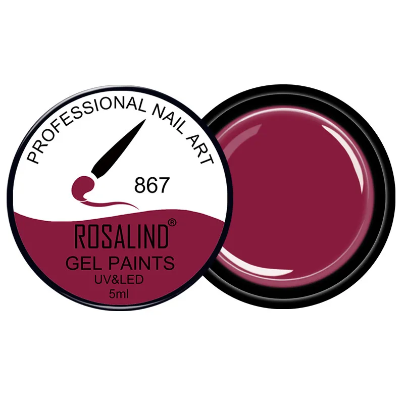 ROSALIND 5ML Painting Gel Varnish 142 Colors Gel Nail Polish Set For Manicure DIY Top Base Coat Hybird Design Of Nail Art Primer - Цвет: RF867