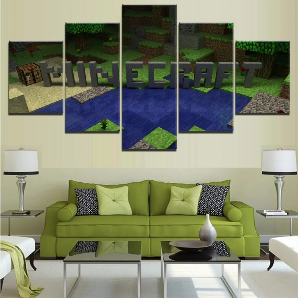

Wall Art Canvas Game Picture Home Decorative Modular Framework HD Print Paintings 5 Piece Minecraft Model Poster For Living Room