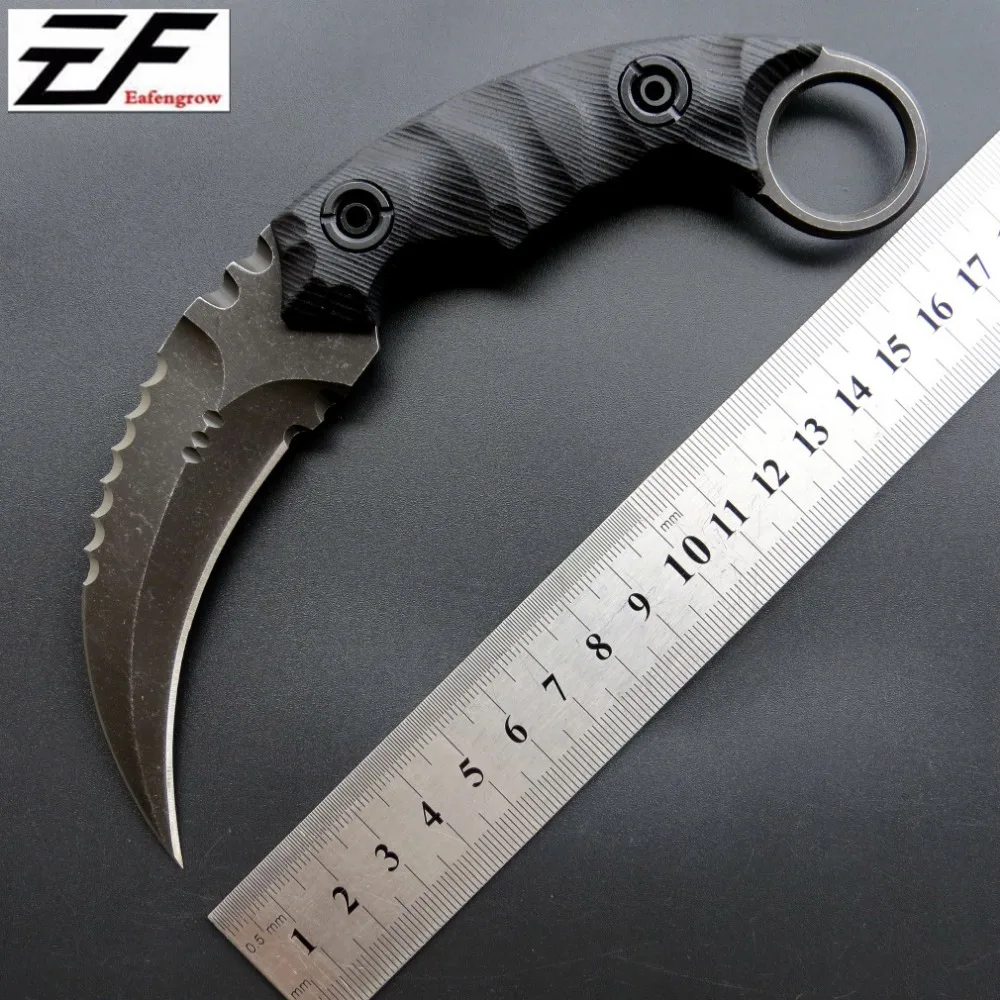 

Eafengrow C1691 Straight Knife stone-Wash Surface Blade+D2 steel tool Hunting Knife Outdoor Camping EDC knife