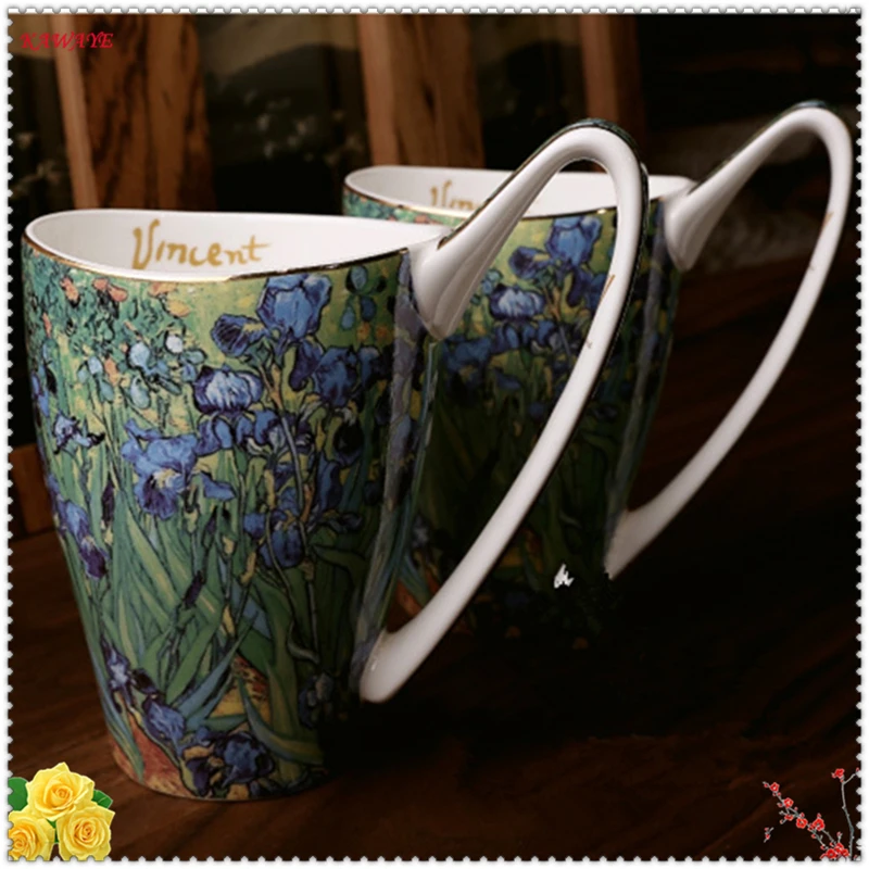 

1pcs Large Capacity Retro Couple Gift Mugs Ceramic Coffee Cup Fine Bone China Porcelain Cup Creative Big Handle Tea Mug 6ZDZ316