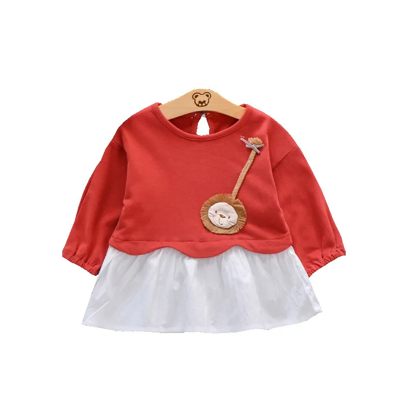 

Spring new pure cotton long sleeved baby cute dress