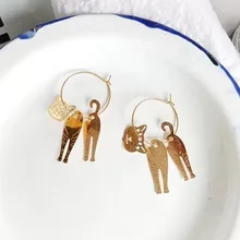 Модные золотые персональные кошечки, качающиеся серьги-гвоздики, прозрачные серьги из бисера для женщин, вечерние аксессуары для животных