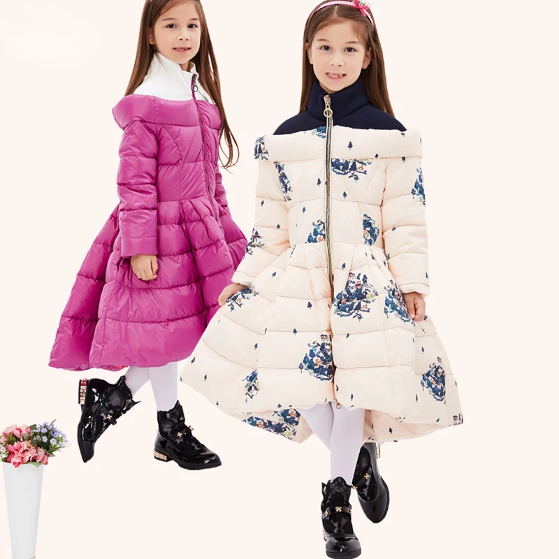 

Kids Girls Winter Coat Down Warm Children Clothes Down jacket Girls Skirt Long Jackets Thickening Coats Girls Outerwear LJ166
