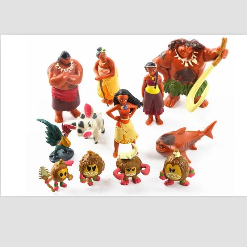 New  12 Pcs/Set Moana Waialiki Maui Heihei Adventure Action Figures vaiana PVC Princess Toy Collection Dolls Children Gift