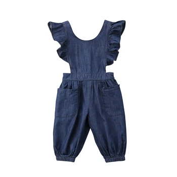 

Newborn Infant Baby Girls Denim Overalls Rompers Sleeveless Jumpsuit Outfits Sunsuit Cute Summer Girl Clothes Backless