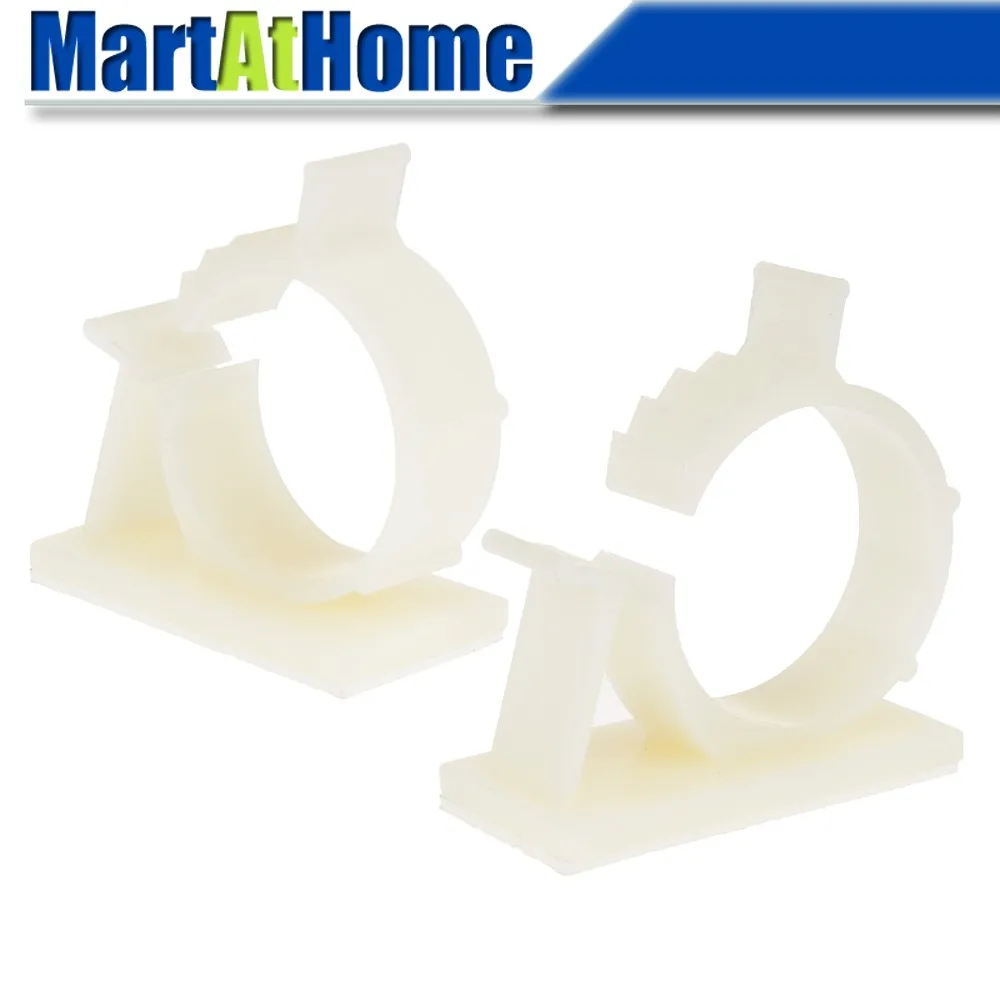 Pack of 30 White Adhesive Backed Nylon Wire Adjustable Cable Clips