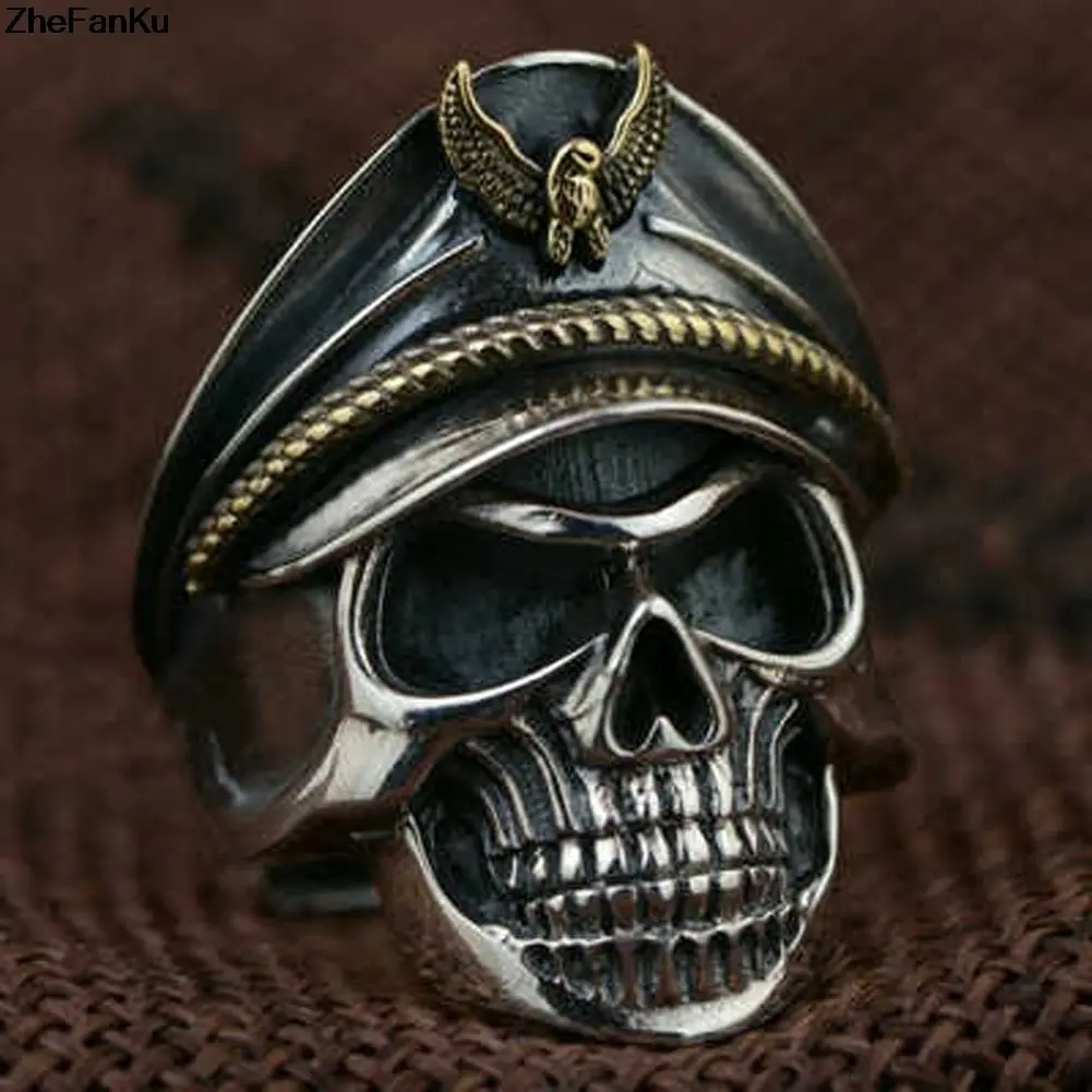 

2018 Hot sale Eagle Cap Environmental copper men Punk Skull Ring Drop shipping