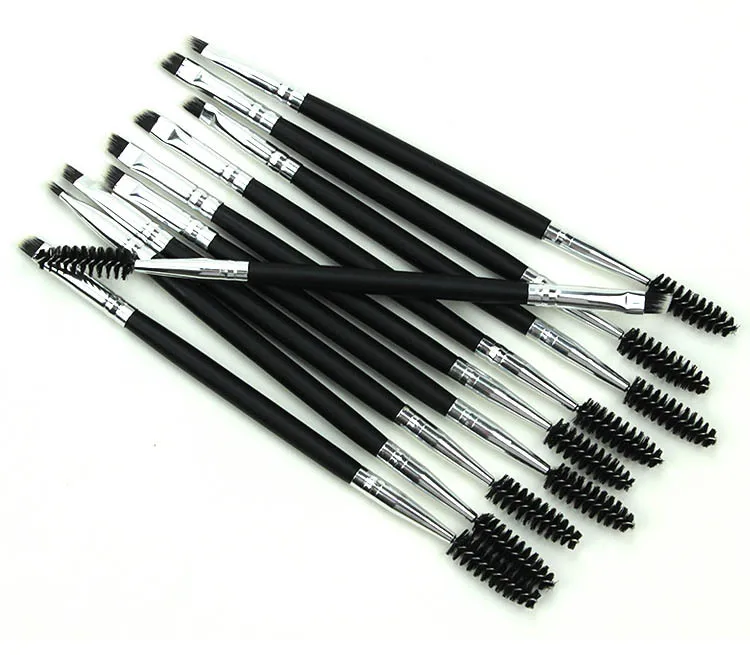 Black Double Ended 2 Ways Multifunction Eyebrow Eyelashes Makeup Brush
