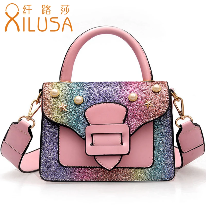 Buy Xilusa Sequins Pink Handbag For Women Pearl