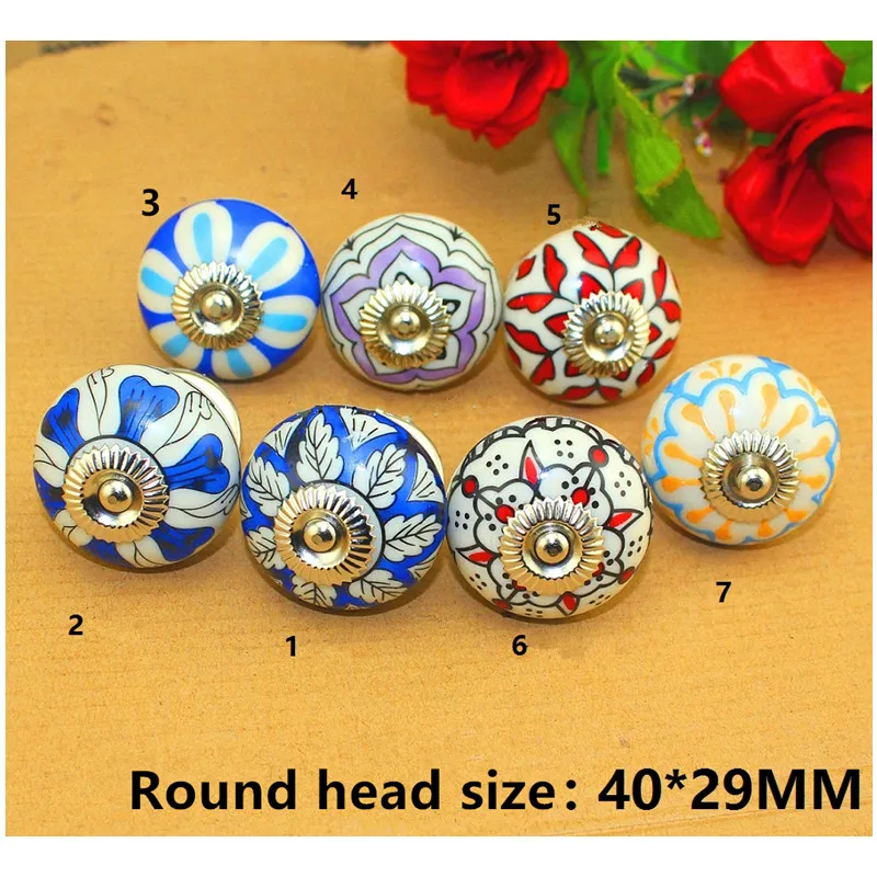 

Vintage Furniture Handle Flower Ceramic Knobs and Handles Door Handle Cupboard Drawer Kitchen Pull Knob Furniture Hardware,1PC
