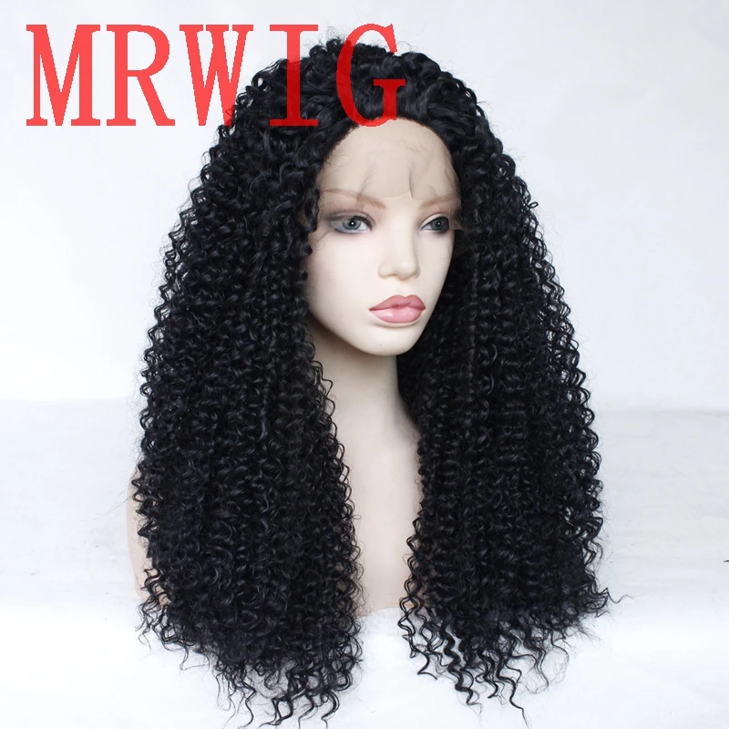 MRWIG афро кудрявый вьющиеся 26in 180% Плотность синтетические волосы на кружеве парик