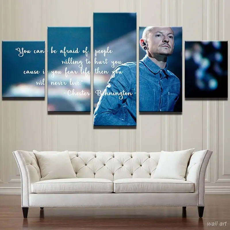 

Modern Home Decor Wall Art Frame Chester Bennington Poster Hd Printed Frontman Painting 5 Pieces Linkin Park Canvas Art Pictures