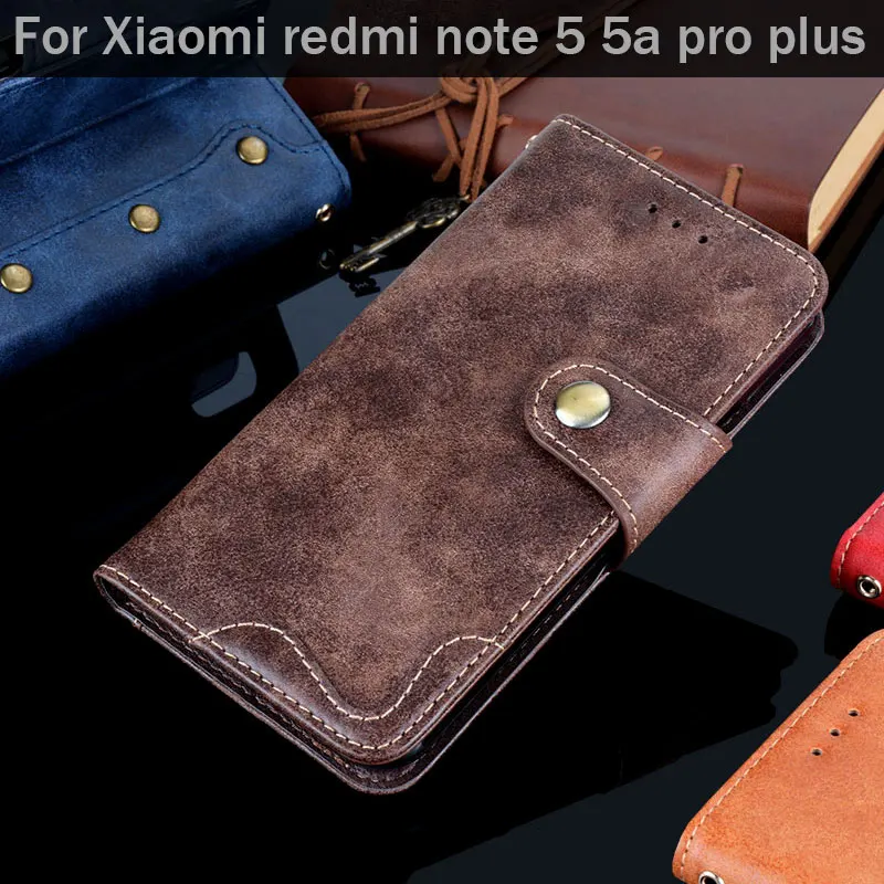 Чехол для xiaomi redmi note 5 5a pro plus роскошный винтажный кожаный флип-чехол с подставкой и