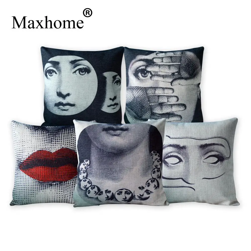 Italy Style Piero Fornasetti Linen Pillowcase Art Fashion Cushion