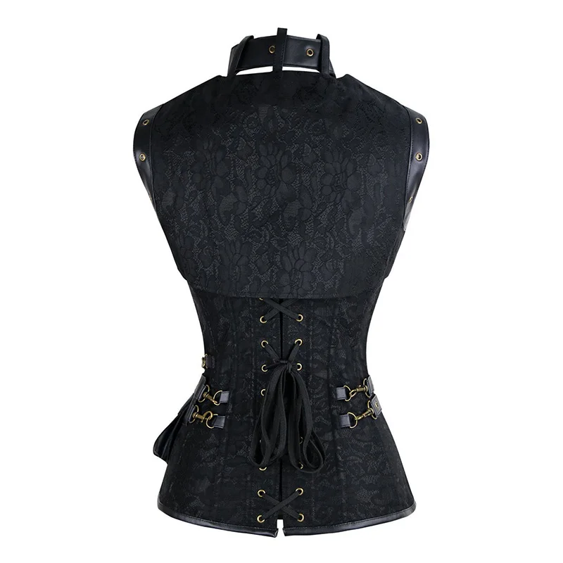 Red Black Steampunk Corset Gothic Clothing Steel Boned Sexy Corsets And Bustiers Vintage Burlesque Costumes Corselete Feminino (10)