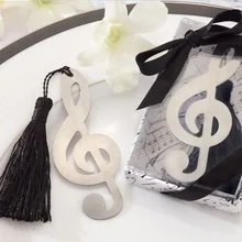 Полые музыкальные нотки закладки металлические с мини поздравительные открытки кисточки кулон Подарки Свадебные сувениры Розничная коробка K6897