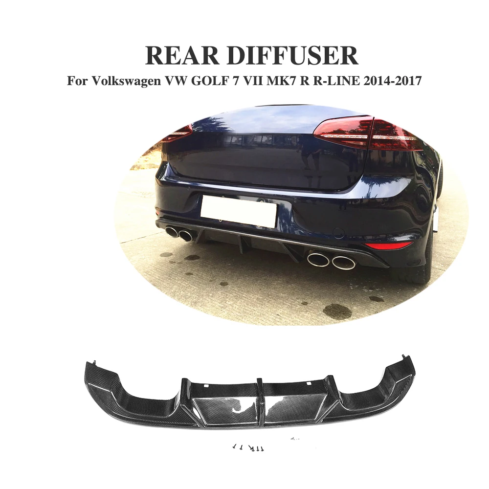 

Carbon Fibre Rear Diffuser Lip Spoiler for Volkswagen VW GOLF 7 VII MK7 R R-LINE 2014-2017 Back Bumper Exhaust guard Lip